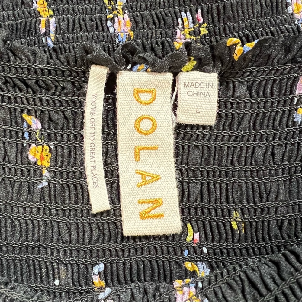 SOLD Anthropologie Dolan Pieta Balloon Sleeve Smocked Floral Blouse Large Black - Picture 9 of 11
